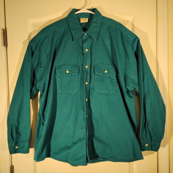 Five Brother vintage chamois shirt mens 2XL XXL aqua long sleeve button - Picture 6 of 8